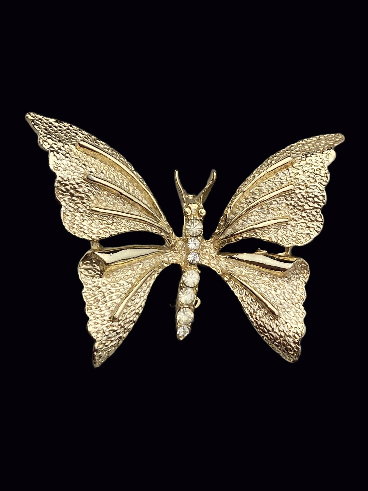 Vintage Signed Gerry's Rhinestone Butterfly Brooch Pin Gold Tone