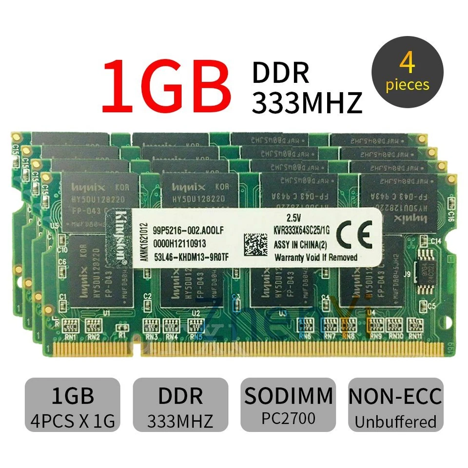 Für Kingston 10GB 8GB 4GB 2GB 1GB DDR1 PC-2700 333MHz Laptop Arbeitsspeicher DE - Bild 4 von 4