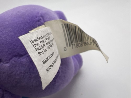 Vintage 1998 TELETUBBIES Plush Clip On Keychains Tinky Winky 6" Purple New - Picture 7 of 12