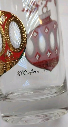 4 Culver Signed Mid-Century Christmas Ornament Highball Glasses 22K - Picture 8 of 10