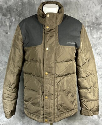 Eddie Bauer Men's Olive Green 650 Down Filled Coat sz S (14842)