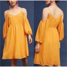 Anthropologie Moulinette Soeurs Mango Orange Carina Open Shoulder Dress Medium