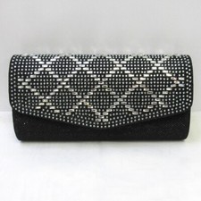 Black Rhinestone Shimmer Evening Bag Clutch Bridal Wedding Formal Prom 01913BK