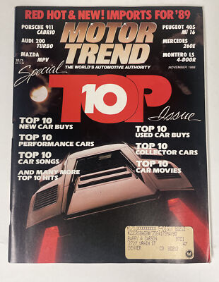 Motor Trend Vintage Magazine | November 1988 Top 10 Issue