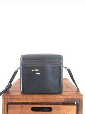 VTG Genuine Brown Leather Camera Hard Case With Strap USA Made Top Grain Cowhide
