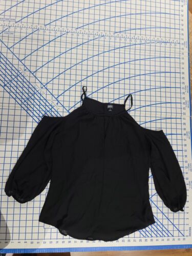 City Streets Sheer Black Cold Shoulder Blouse Size S