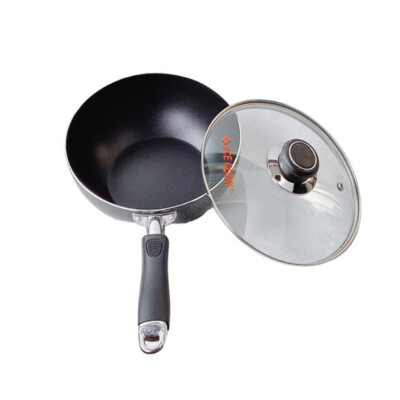 Nonstick Coating Deep Frying Pan Saute Pan with Lid,9.5'' Fry Pan, Plastic Handle