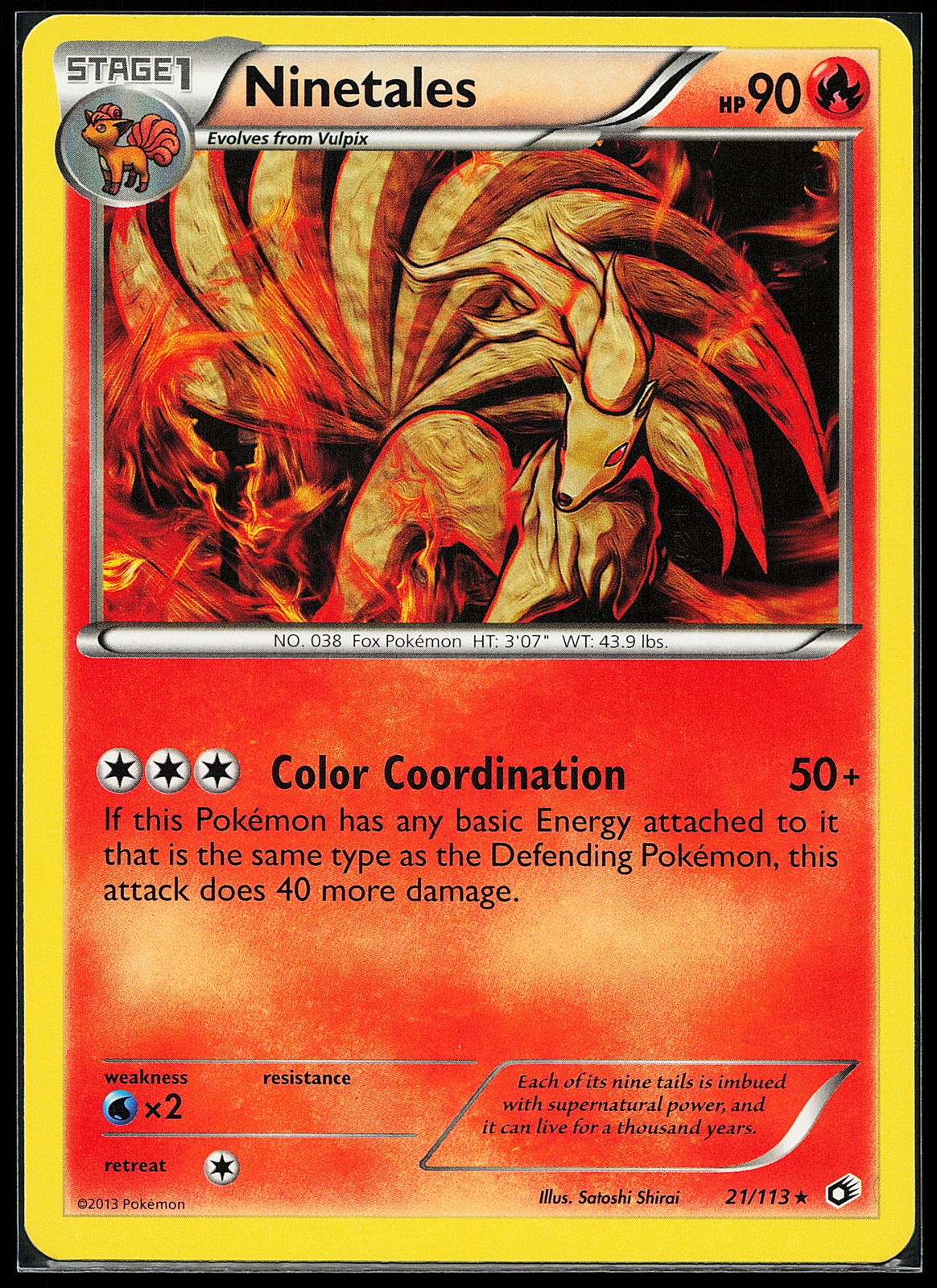 Ninetales 21/113 Rare Legendary Treasures Pokemon Card