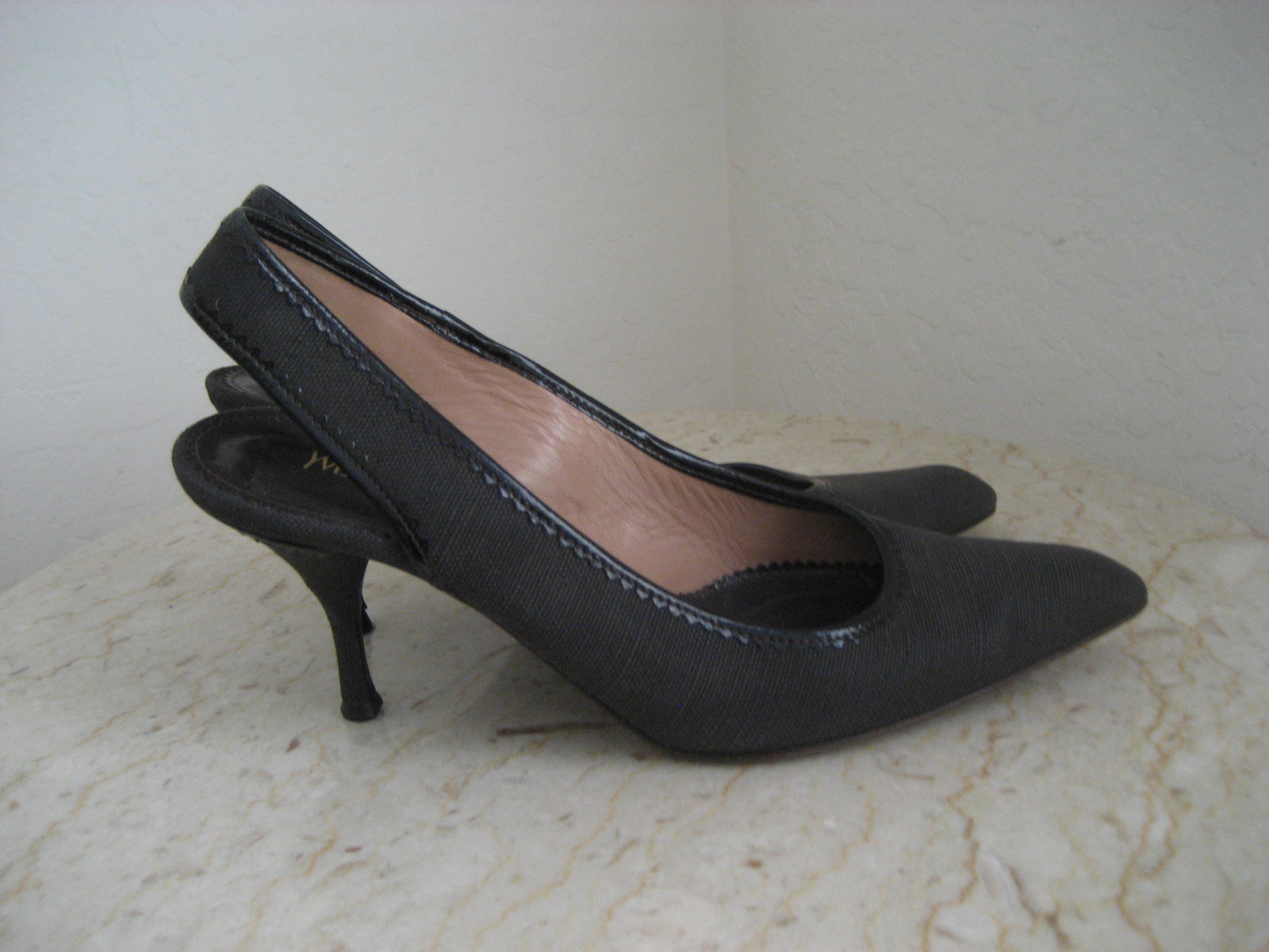 AUTENTICO YSL SAINT LAURENT SLINGBACKS LINO SPESSO MARRONE PUNTA A PUNTA TAGLIA39"RET$698 WOW