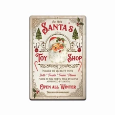 SANTA CLAUS WORK SHOP  TIN SIGN 1950 VINTAGE REPLICA CHRISTMAS METAL POSTER
