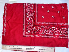 Remnant painted bandana print red fabric 12 x 15 inches