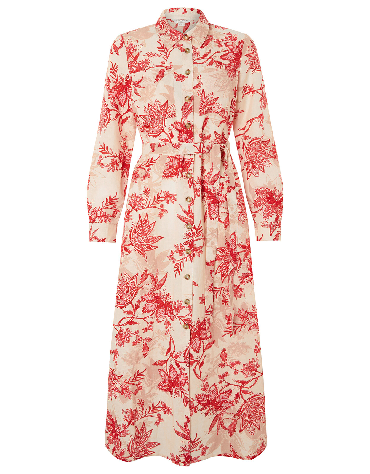 Monsoon Alyssa Print Linen Shirt Dress Size 16 image 2
