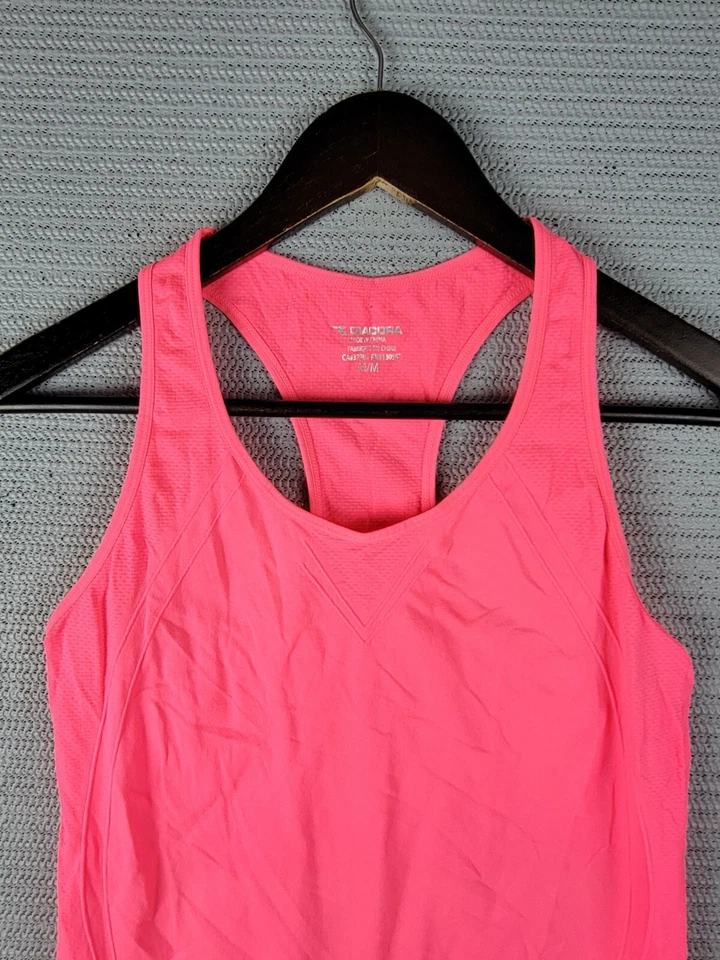 Camiseta sin mangas Diadora talla activa mediana elástica jersey entrenamiento yoga rosa Foto 4 de 4