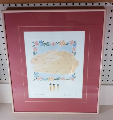 BROOKE MORRISON Original Pink Framed Art Embossed Litho Print  ''Three Carrots''