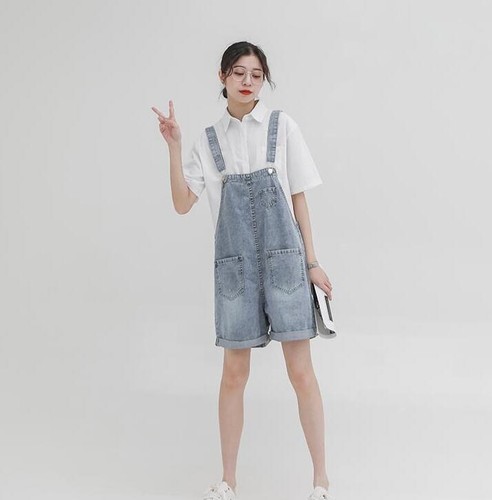 Women's Jeans Jumpsuits Denim Overalls Bib Shorts Suspenders Dungarees Rompers - Picture 10 of 14