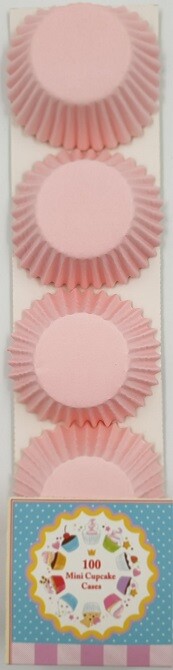 100  mini cupcake cases baking muffin cake petits fours pink