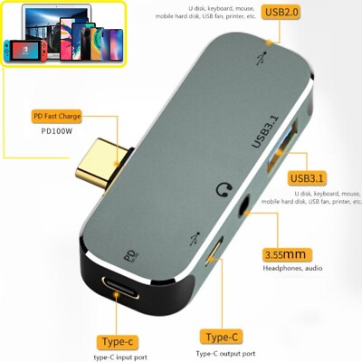 USB Type C Hub PD 3.5mm Audio Adapter Converter Dock station For iPad Pro/USB C