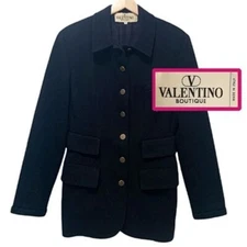 VTG 90s Valentino Boutique Italy Black Coat Old Money Luxury