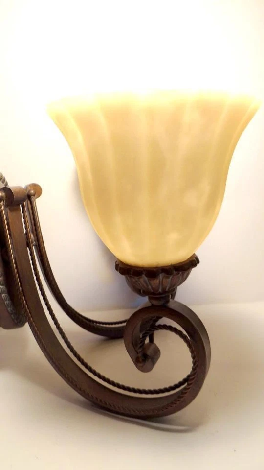 Kichler Highland Park 2 Light Wall Sconce Alabaster Swirl Olde World Bronze 6689 Foto 2 de 4