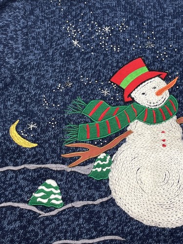 Women's Large Christmas Snowman Cardigan Sweater Designers Originals Studio - Picture 4 of 13