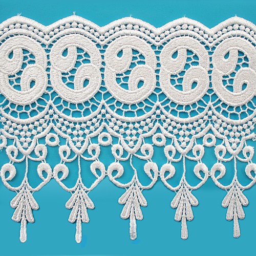 7.5" Wide 20 Colors Floral Venice Lace Trim Guipure Fringe Trimming By Yardage - Picture 4 of 22