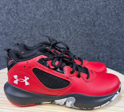 Under Armour Boys Lockdown 6 3025617-600 Red Basketball Shoes Sneakers Size 5Y
