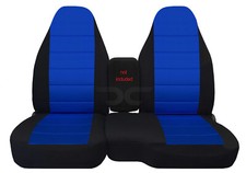 Truck Seat Covers Cotton Blk-blue Center Fits 1991-1997 Ford Ranger 6040 Hiback