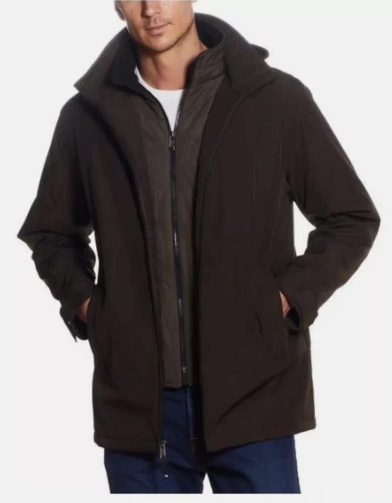 Men's WEATHERPROOF ULTRA STRETCH TECH Jacket 2 Layer Full Zip Coat Brown L NWT