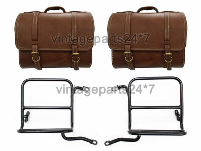 Royal Enfield Classic 350cc 500cc Echtleder Packtaschen Paar mit Fitting
