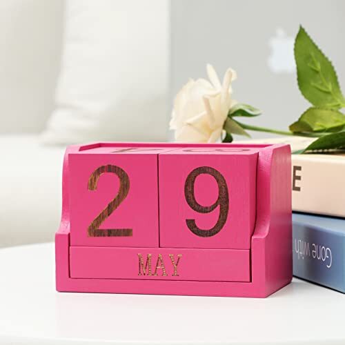 Holz Ewiger Block Kalender für Schreibtisch Tisch Monat Datum Anzeigeblöcke - Bild 1 von 8