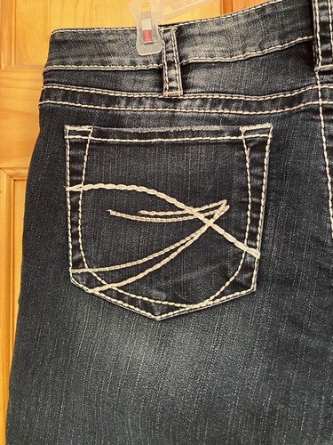 Silber Aiko Bootcut Jeans W33 L31 niedrig erhöht dunkel gewaschen Denim Stretch Damen - Bild 3 von 5