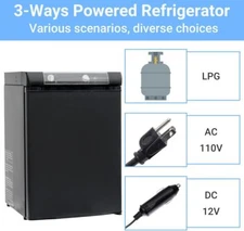 SMAD Mini Fridge Absorption Refrigerator 3-Way 12V 110V LPG Outdoor RV 1.4 Cu.Ft