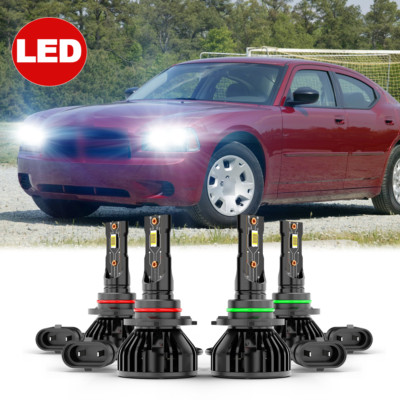 9005+9006 LED Headlight Bulbs high Low Beam for Dodge Charger 2006-2010