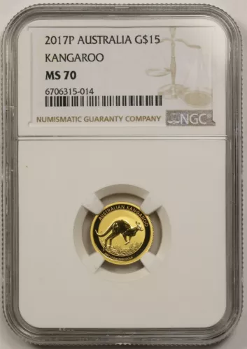 2017P Australia Kangaroo Gold $15 NGC MS 70 1/10 oz .9999