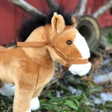 Auswella Plush Copper Penny Brown Pony with Saddle- Stuffed Animal Horse