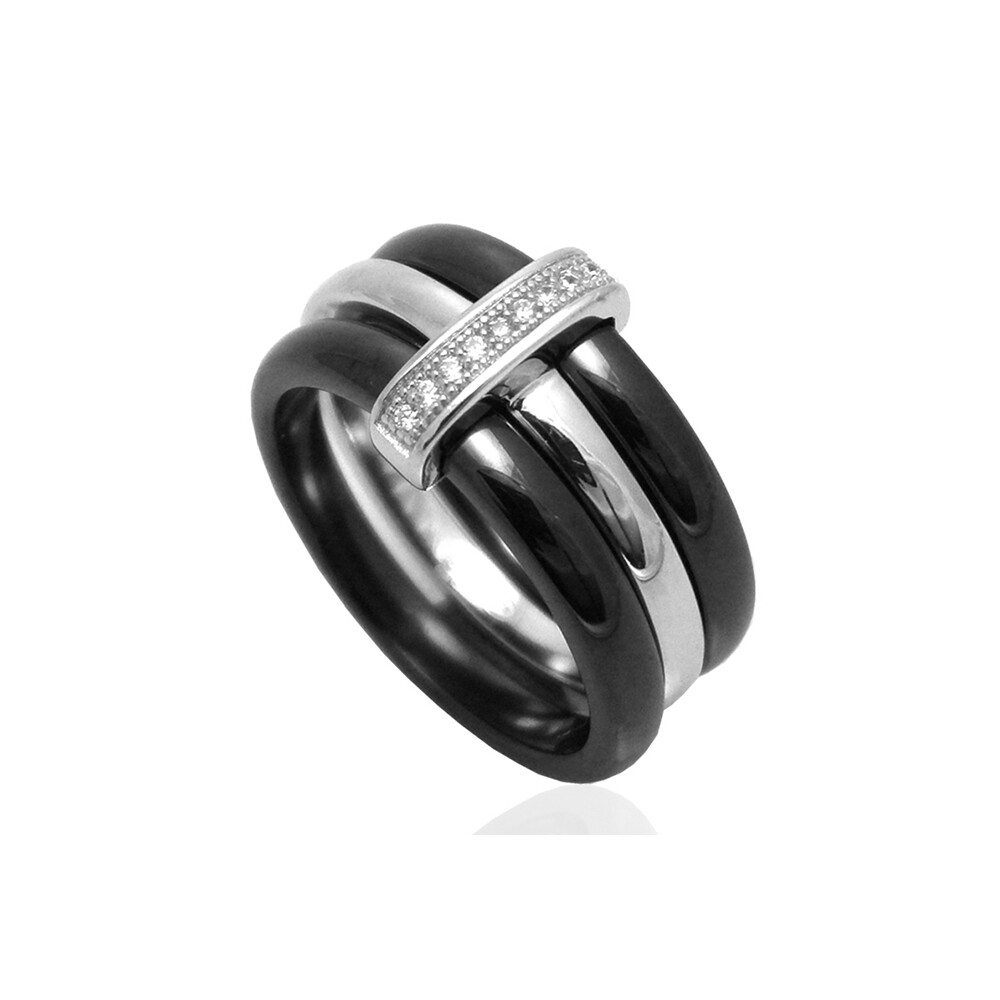Bague céramique noire taille 56 3 anneaux modèle Baire - Achat / Vente