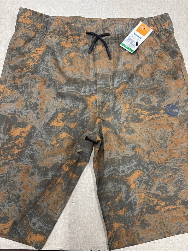 Timberland Printed Stretch Drawstring Shorts Boys L14 Camo Elastic Waist Pull On - Image 2 of 4