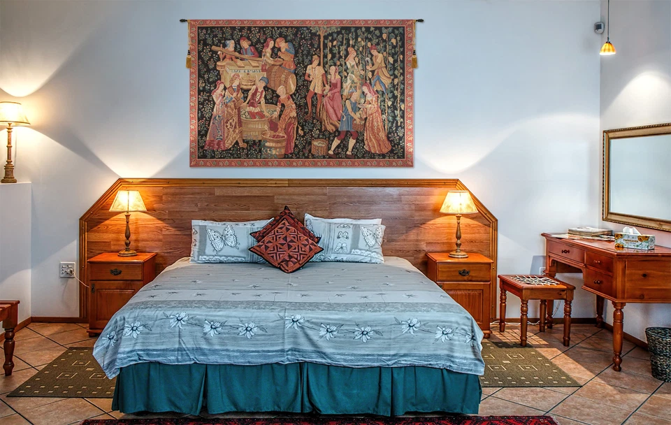 The Vintage Medieval Wine Mille Fleur Belgian Tapestry Wall Art Hanging (New) - Image 2 of 4