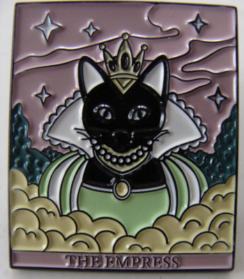NEW Black Cat Rectangle Enamel Pin w Rubber Pin Pinback - The Empress