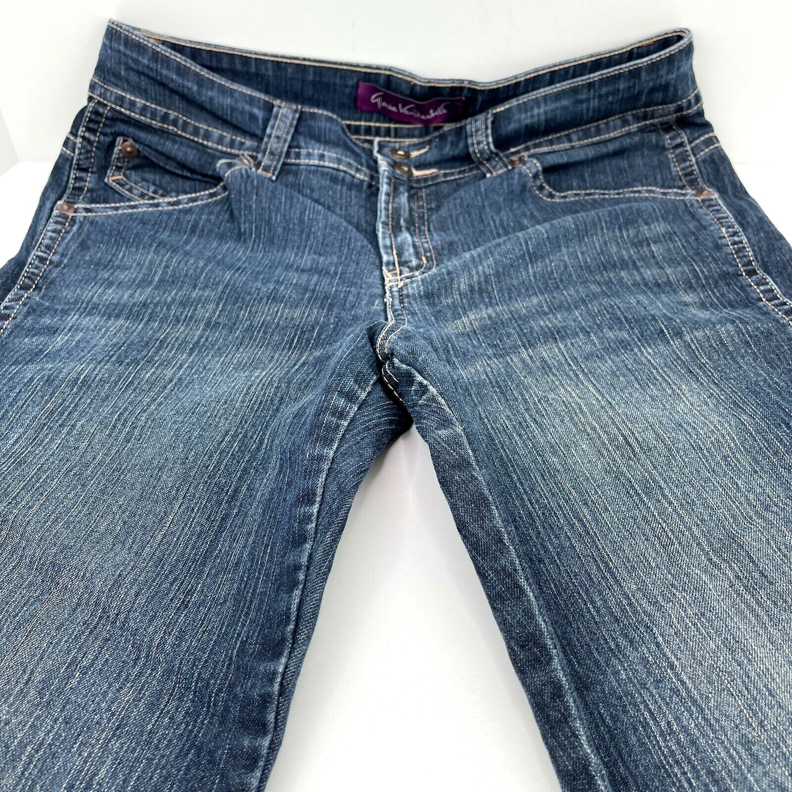 Gloria Vanderbilt Size 10 Dark Wash Bootcut Jeans with Stretch & Flap Pockets 33X30