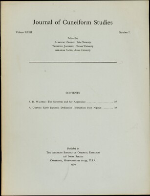 Journal of Cuneiform Studies, Volume XXIII, Number 2 (1970)