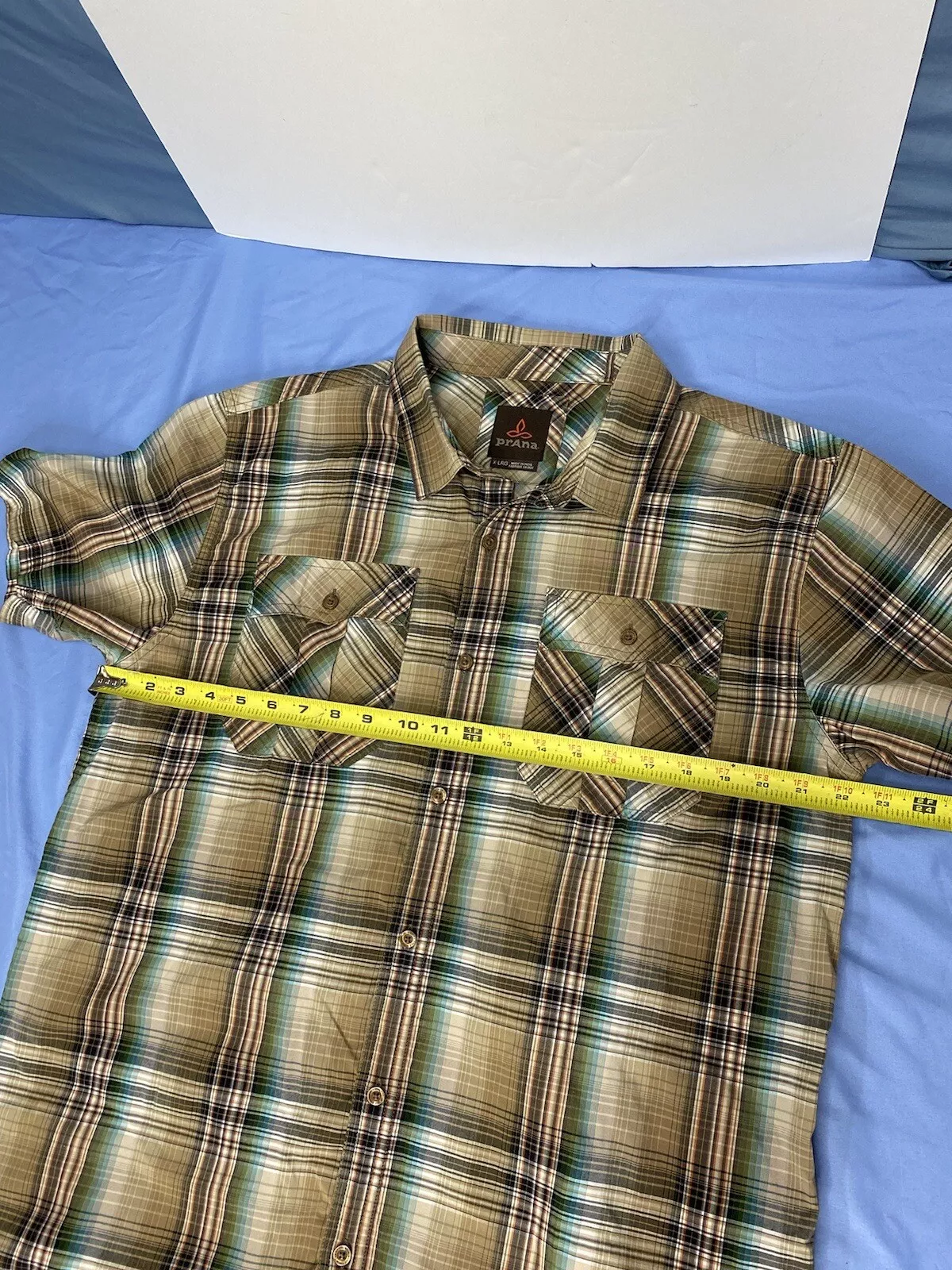 prana plaid button up short sleeve shirt