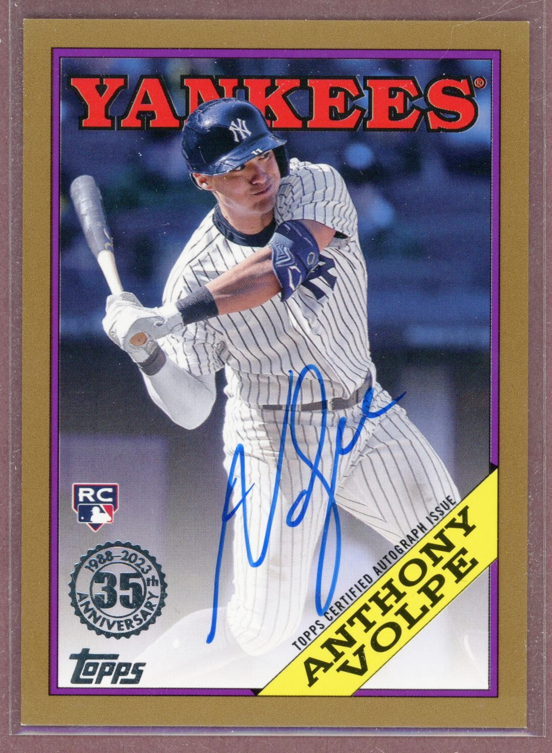 2023 Topps Update 1988 Topps Auto Gold #AV Anthony Volpe RC (Yankees) 02/50