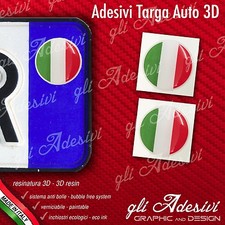 2 Stickers 3D Resin Coated Car Motorcycle Italy Flag