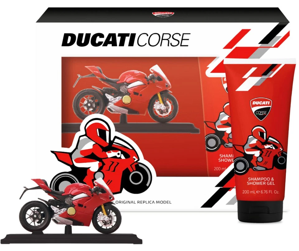 Ducati Corse Modell Burago Panigale V4 Duschgel Shampoo Geschenkset Kind