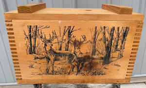Evans Deer Buck Dovetailed Wood Ammo Box Crate Handcrafted AMERICAN WILDLIFE