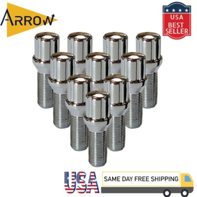 20x Chrome M14x1.25 Cone Seat Spline Lug Bolt 28mm Shank Fit BMW Mini G&F-Body