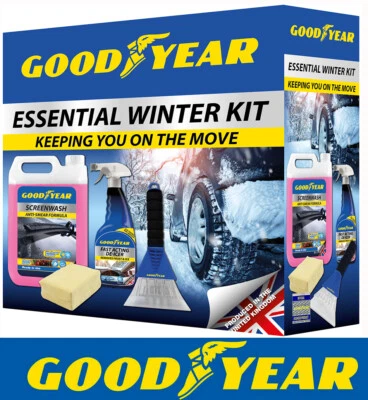 Goodyear Winter Essential Car Kit Lavaggio Screenwash|Demister Pad|De-Icer|Raschietto Ghiaccio