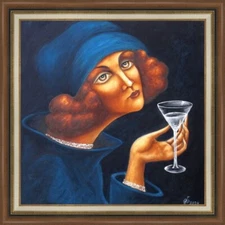 Painting ORIGINAL Oil canvas Modern contemporary  Art surrealism by Pronkin BLU1