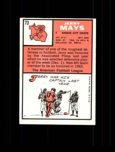 1966 TOPPS FOOTBALL CARDS - Complete your Set - YOU PICK #1 thru #132 - Picture 204 of 334